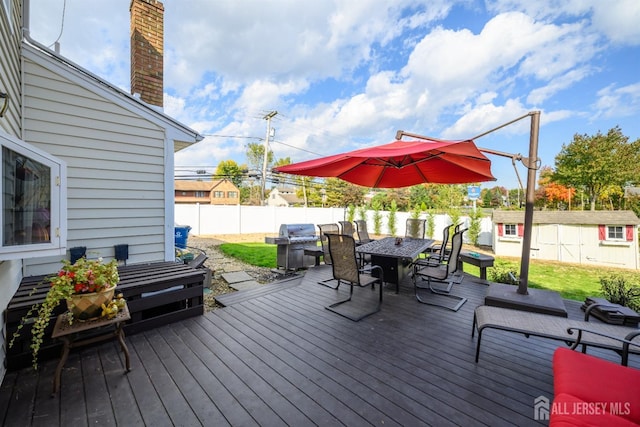 3 Romero Ct, Monroe, NJ 08831 - wooden terrace featuring outdoor dining space, a fenced backyard, and a grill