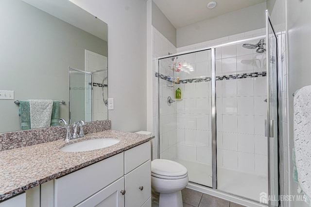 606 Bayside Ct, South Amboy, NJ 08879 - full bathroom featuring toilet, vanity, a shower stall, and tile patterned flooring