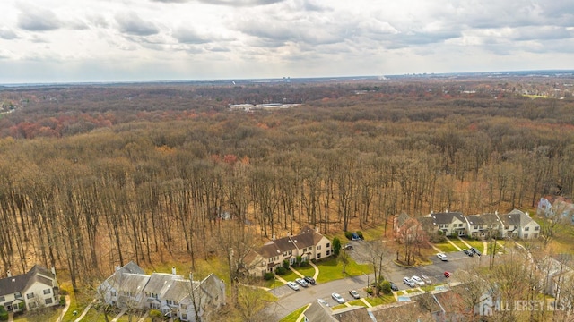 bird's eye view featuring a view of trees