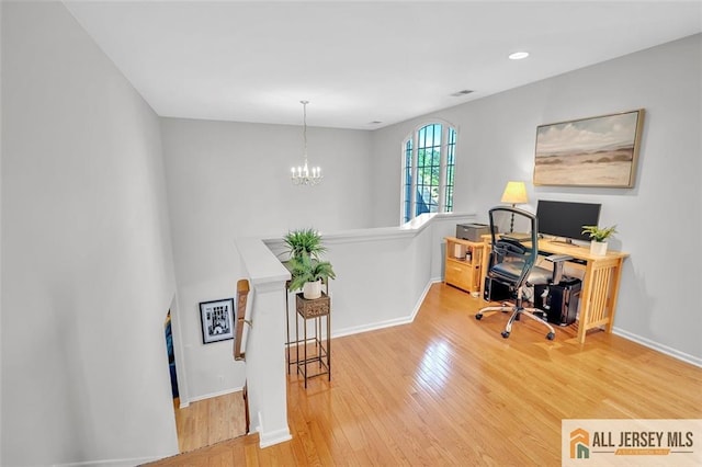 2 Danser Dr, Cranbury, NJ 08512 - office space featuring wood finished floors, a chandelier, and recessed lighting
