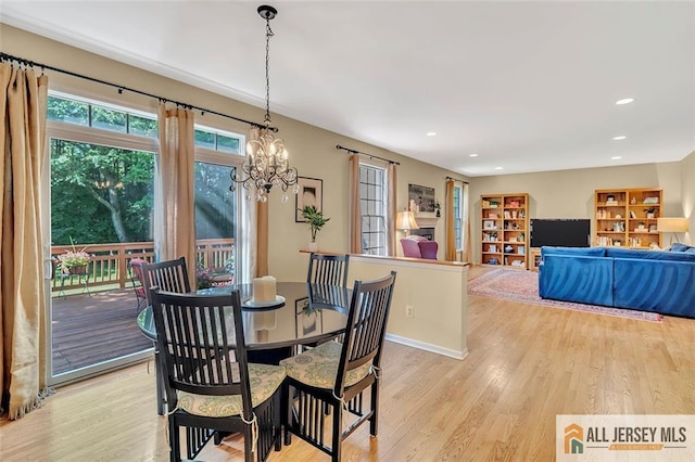 2 Danser Dr, Cranbury, NJ 08512 - dining space featuring light wood-style flooring, a chandelier, and recessed lighting