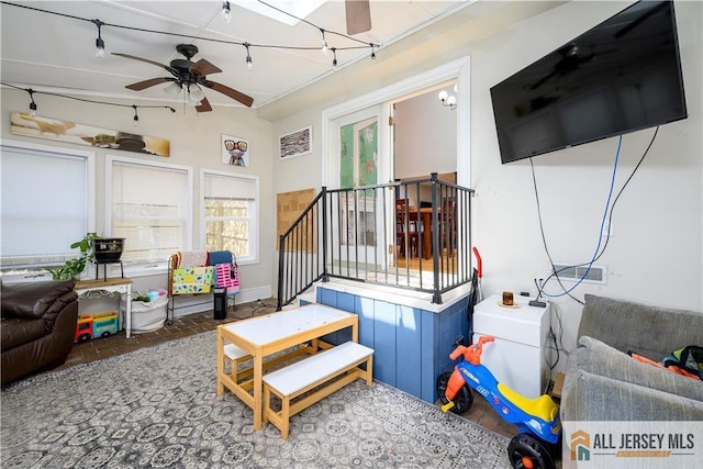 7 Hollywood St, South River, NJ 08882 - living room featuring a ceiling fan
