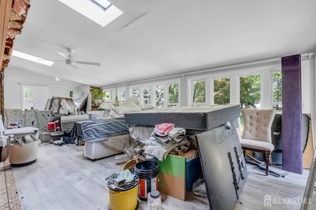 1595 Amwell Rd, Franklin Twsp, NJ 08873 - miscellaneous room with a skylight, wood finished floors, and a ceiling fan