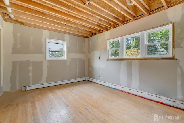 1595 Amwell Rd, Franklin Twsp, NJ 08873 - empty room with wood-type flooring, plenty of natural light, and a baseboard heating unit