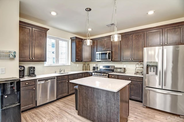 2206 Stelmaszek Rd, Sayreville, NJ 08859 - kitchen with appliances with stainless steel finishes, dark brown cabinets, light countertops, and decorative backsplash