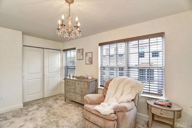 2206 Stelmaszek Rd, Sayreville, NJ 08859 - living area featuring a chandelier and light colored carpet