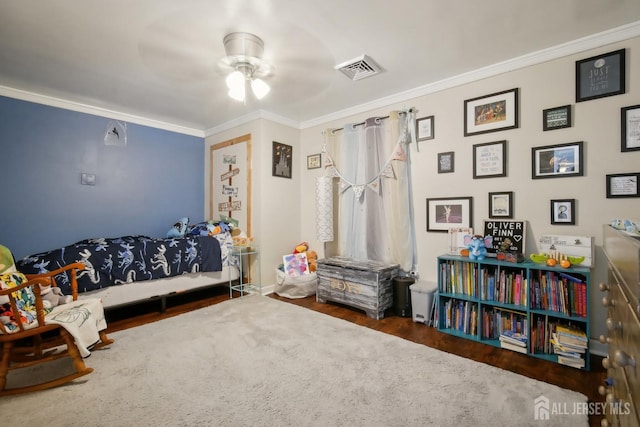 51 Greenbrook Rd, Middlesex, NJ 08846 - bedroom featuring ornamental molding, wood finished floors, and ceiling fan