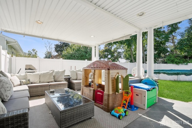 51 Greenbrook Rd, Middlesex, NJ 08846 - fenced backyard featuring an outdoor living space and a patio area