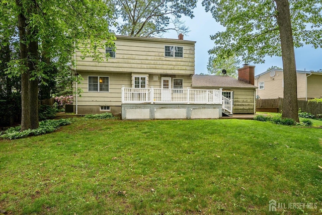 4 Bodnarik Rd, Edison, NJ 08837 - rear view of house featuring a wooden deck and a chimney