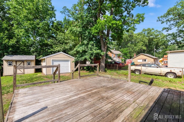 104 Old Matawan Rd, Old Bridge, NJ 08857 - deck with a shed, a garage, and concrete driveway