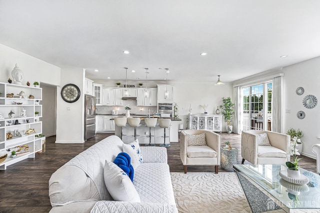18 Larkspur Ln, Monroe, NJ 08831 - living room with dark wood-style floors and recessed lighting