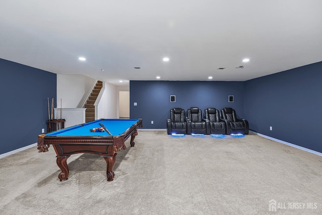 18 Larkspur Ln, Monroe, NJ 08831 - recreation room featuring carpet, billiards, and recessed lighting
