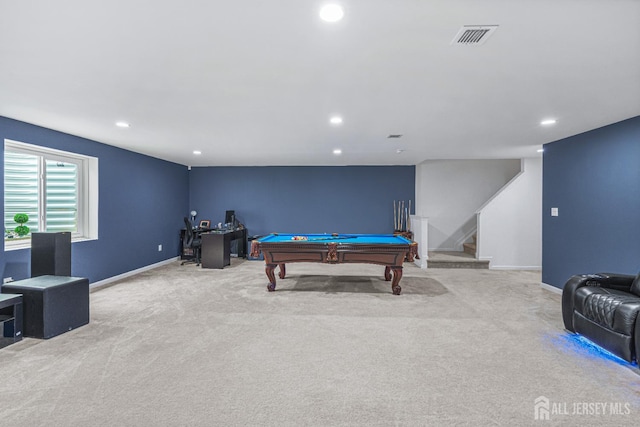 18 Larkspur Ln, Monroe, NJ 08831 - game room with billiards, recessed lighting, and carpet flooring