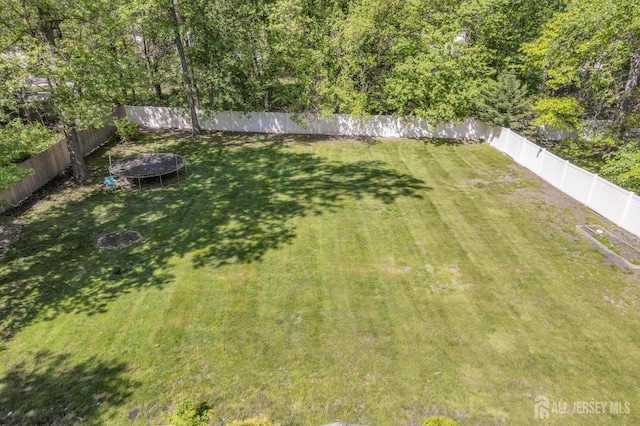 view of yard featuring a trampoline