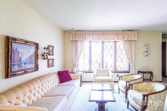view of carpeted living area