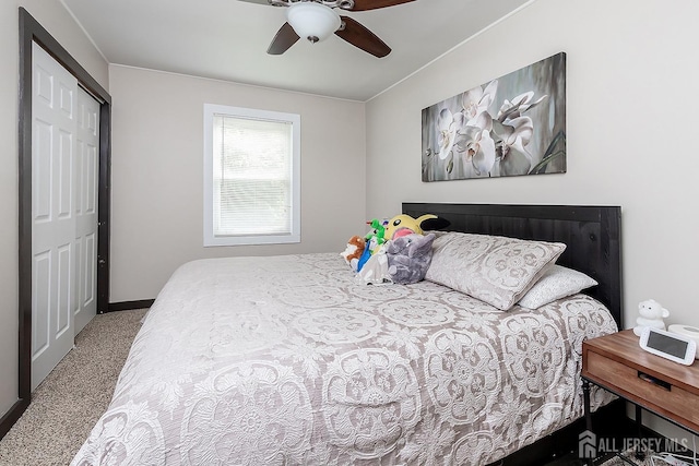234 W Church St, Gloucester Twp, NJ 08012 - carpeted bedroom featuring a ceiling fan, baseboards, and a closet
