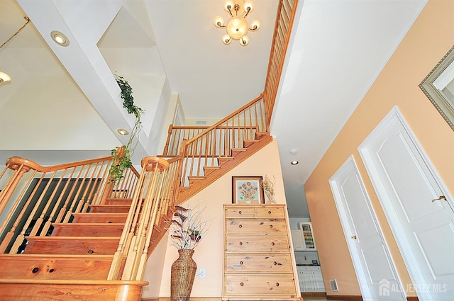 1329 Crown Ln, South Plainfield, NJ 07080 - stairway with a towering ceiling and recessed lighting