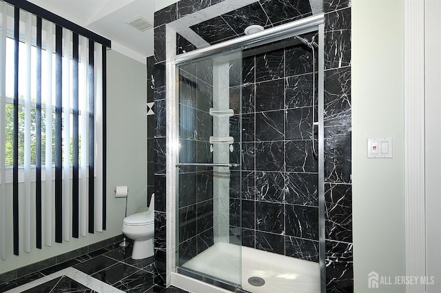 1329 Crown Ln, South Plainfield, NJ 07080 - full bath featuring a stall shower and marble finish flooring