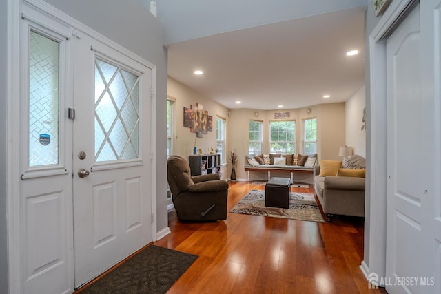108 Jared Dr, North Brunswick, NJ 08902 - foyer with wood finished floors and recessed lighting
