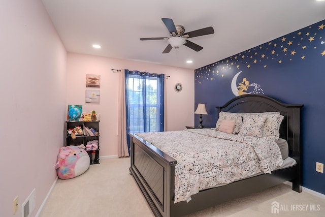 108 Jared Dr, North Brunswick, NJ 08902 - carpeted bedroom with ceiling fan and recessed lighting