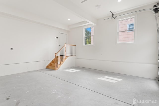 garage with recessed lighting