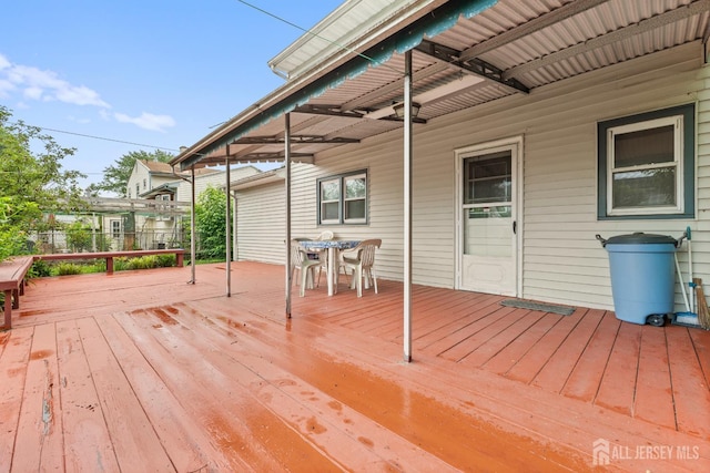 10 Denman Dr, Fords, NJ 08863 - wooden terrace with outdoor dining space