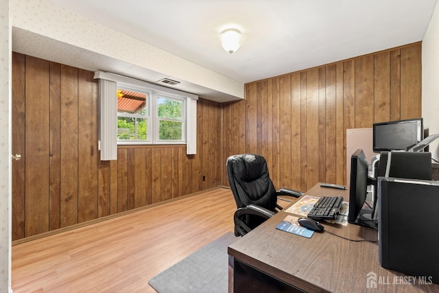 10 Denman Dr, Fords, NJ 08863 - office area featuring wood finished floors and wood walls