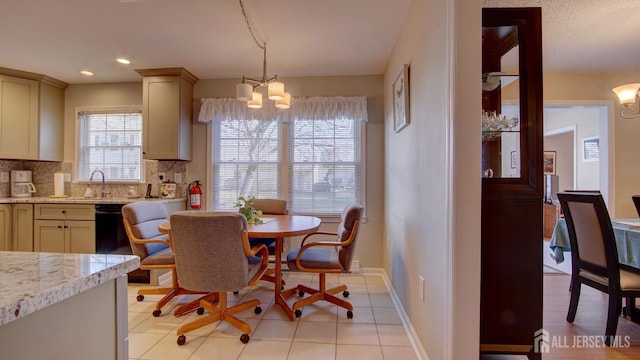 741-B Nautilus Ct Unit B, Monroe, NJ 08831 - dining room with a chandelier, baseboards, light tile patterned floors, and recessed lighting