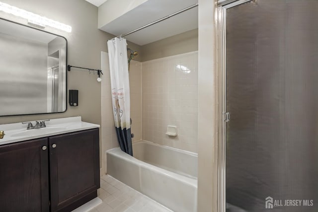58 La Rue Ln, East Brunswick, NJ 08816 - full bathroom with tile patterned flooring, vanity, and shower / bath combo