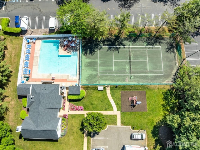 58 La Rue Ln, East Brunswick, NJ 08816 - aerial view of a pool