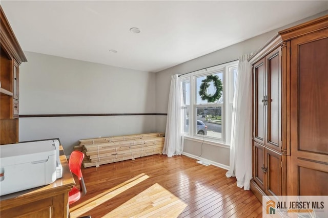 interior space with light hardwood / wood-style floors