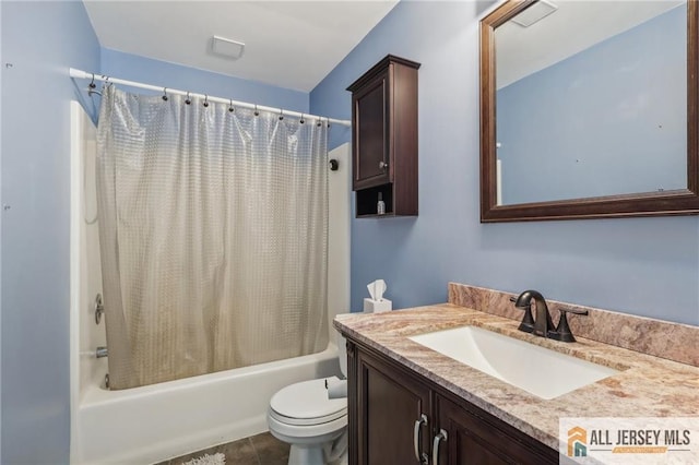 321 Snowgoose Ln, Harrison, NJ 08062 - bathroom with shower / tub combo with curtain, toilet, and vanity