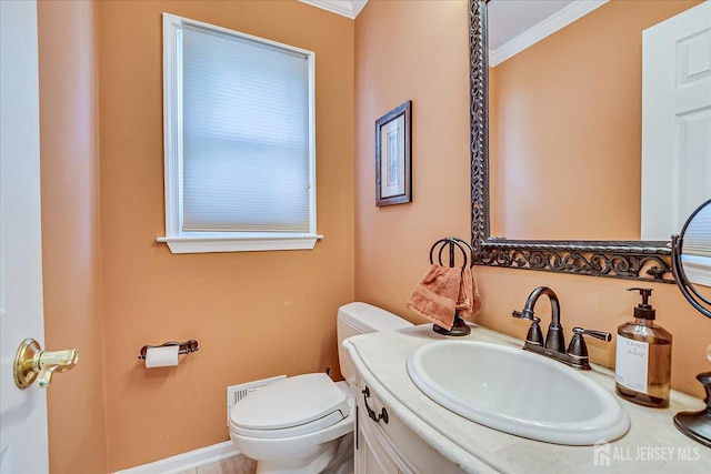 4 Hollis Rd, East Brunswick, NJ 08816 - half bath featuring vanity and crown molding