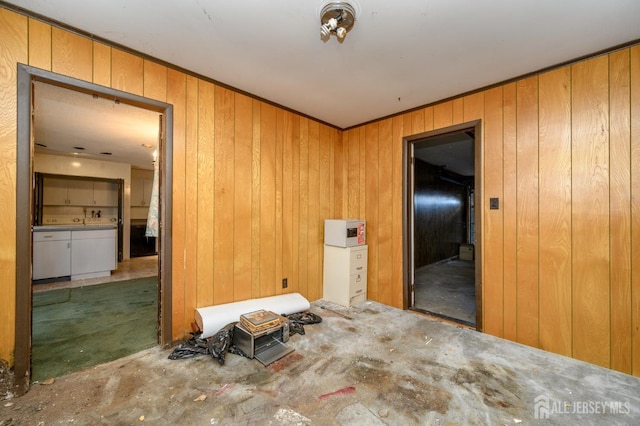 empty room with wooden walls