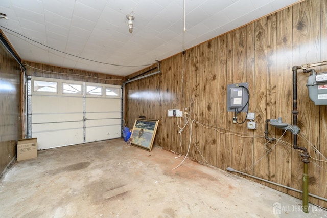 garage with wooden walls