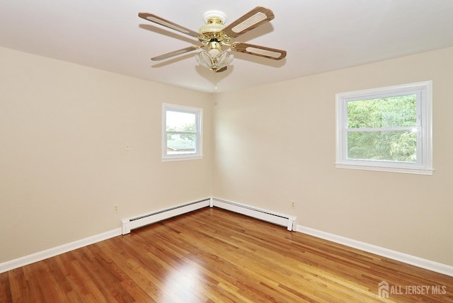 1270 S 9th St S, South Plainfield, NJ 07080 - unfurnished room with light wood finished floors, a ceiling fan, and a baseboard heating unit