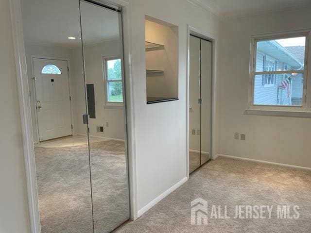 8 Indiana Ct Unit D, Old Bridge, NJ 07747 - hallway featuring carpet floors and ornamental molding