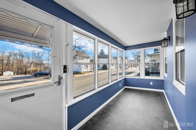 view of unfurnished sunroom