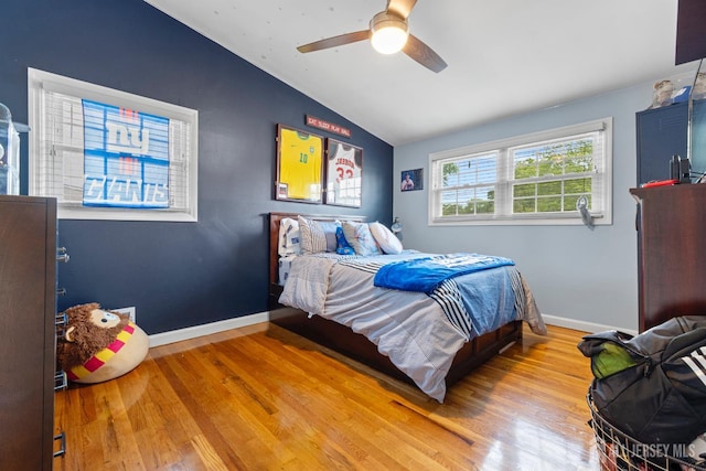 27 York St, Old Bridge, NJ 08857 - bedroom featuring vaulted ceiling, wood finished floors, and ceiling fan
