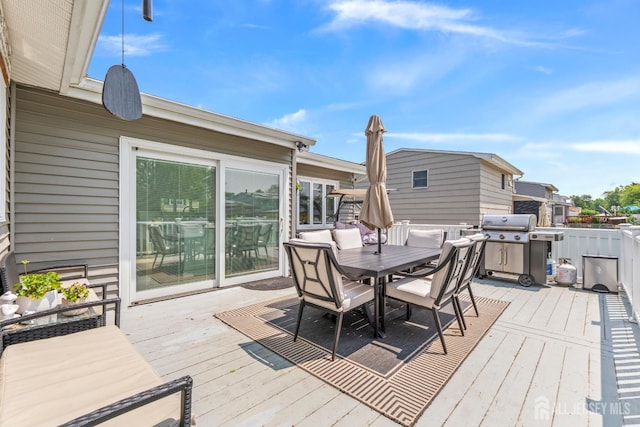 27 York St, Old Bridge, NJ 08857 - wooden terrace with outdoor dining area and area for grilling