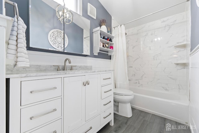 27 York St, Old Bridge, NJ 08857 - bathroom with vanity, shower / bath combo with shower curtain, and wood finished floors