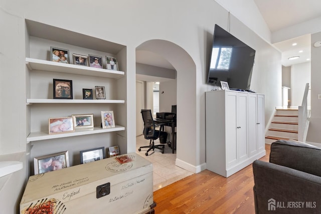 27 York St, Old Bridge, NJ 08857 - office space featuring arched walkways, light wood-style floors, and recessed lighting