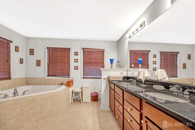 37 Walden Ct, Old Bridge, NJ 08857 - bathroom featuring tile patterned floors, a garden tub, and double vanity
