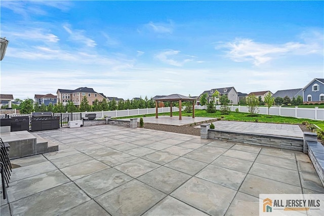 153 Scarborough Rd, Montgomery, NJ 08502 - fenced backyard featuring a gazebo, a patio, and a residential view
