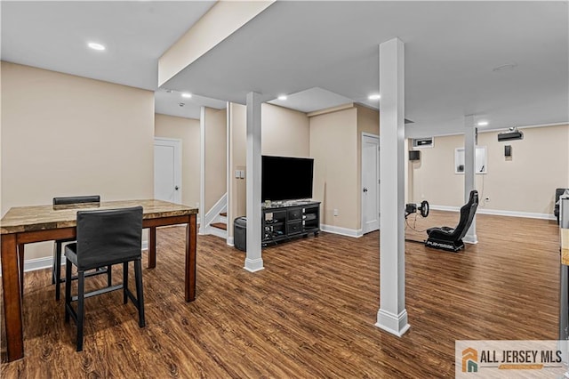153 Scarborough Rd, Montgomery, NJ 08502 - home office with baseboards, wood finished floors, and recessed lighting