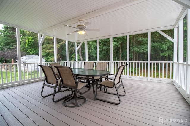 13 Carnegie St, Monroe, NJ 08831 - sunroom featuring a ceiling fan and outdoor dining space