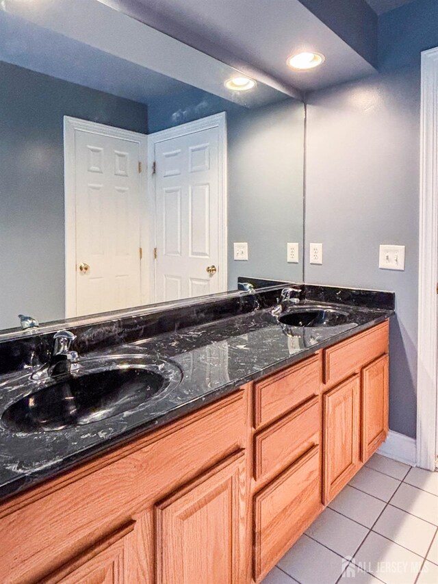 13 Carnegie St, Monroe, NJ 08831 - full bathroom with tile patterned flooring, double vanity, and recessed lighting