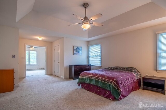 13 Carnegie St, Monroe, NJ 08831 - carpeted bedroom with a ceiling fan and a raised ceiling