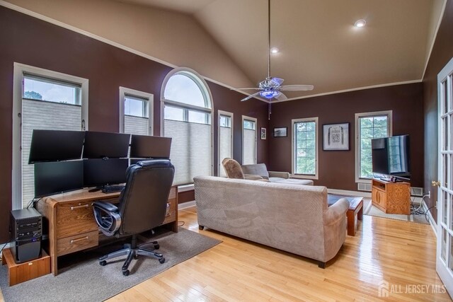 13 Carnegie St, Monroe, NJ 08831 - office featuring vaulted ceiling, light wood finished floors, a ceiling fan, and recessed lighting