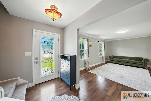 1072 Lake Placid Dr, Toms River, NJ 08753 - entryway featuring dark wood-style flooring and ornamental molding
